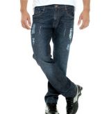 Calça masculina jeans com puídos